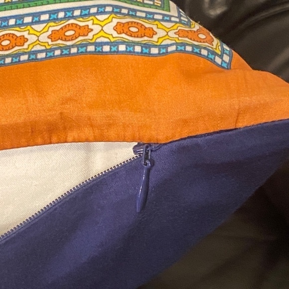 POTTERY BARN Silk Throw Pillow Cover + Down Insert Orange Blue Mandala 18" X 18" - Picture 7 of 12